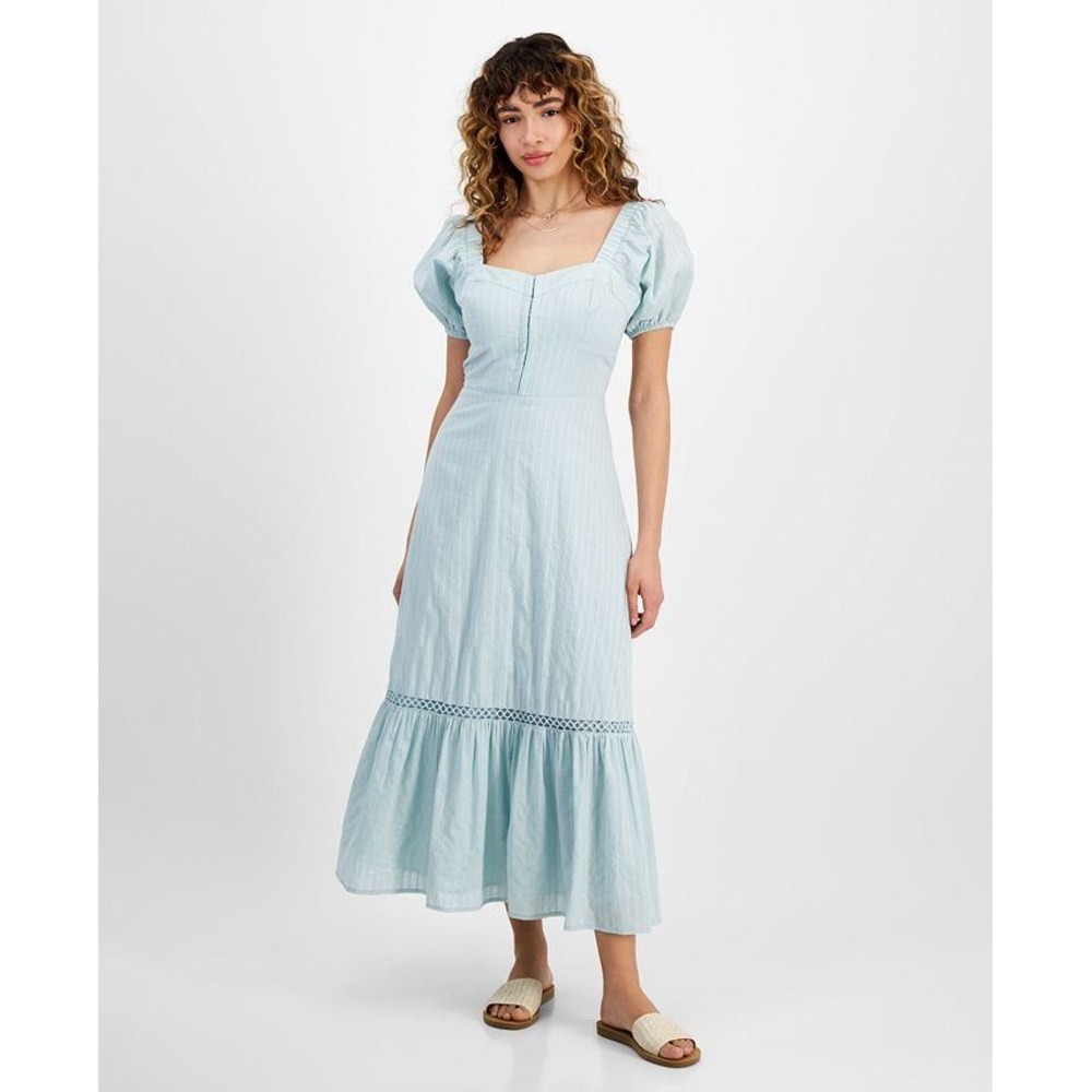 AND NOW THIS Maxi Dress Puff Sleeve Boho Prariecore Summer Dress XS‎ NWT (FLAW)